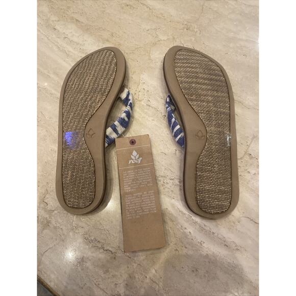 Reef LEATHER Flip Flops Women's Sandals Cushion Leather Size 7 Mystic Seas New - Picture 6 of 7